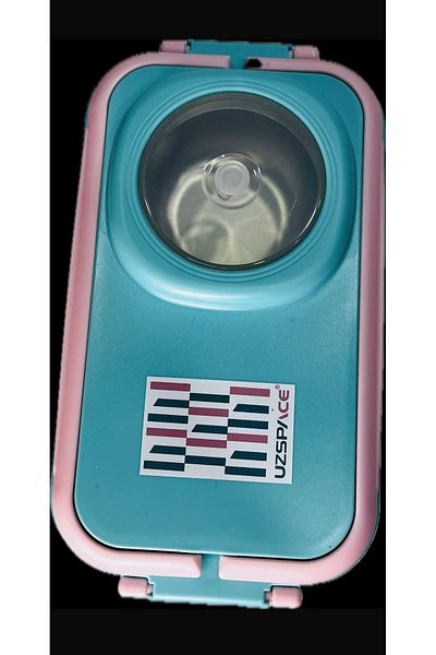 Uzspace Stainless Steel 1200ml Two Layer Insulated Lunch Box with Fork Spoon Sauce Bowl Lunch Box 8023-49