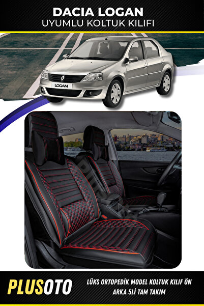 PlusOto مجموعة غطاء مقعد السيارة المتوافقة مع Dacia Logan Plus Lux Series بال...