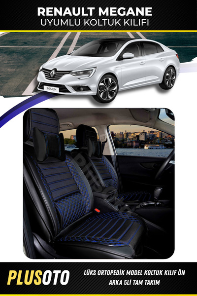 PlusOto مجموعة أغطية مقاعد السيارة المتوافقة مع سلسلة Renault Megane Plus Lux...
