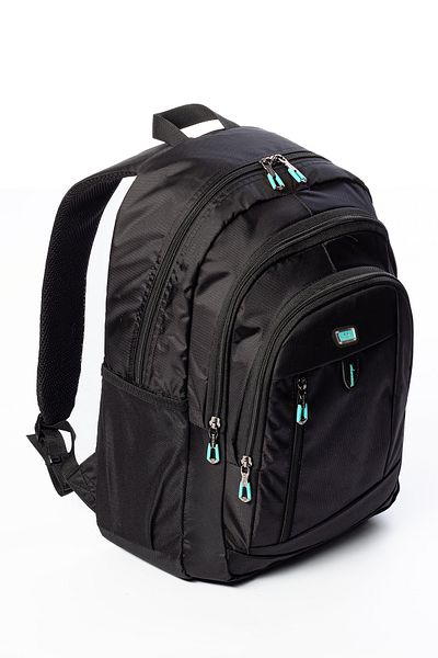 MY POLO 2135 School Bag Backpack Water Resistant Black-Turquoise