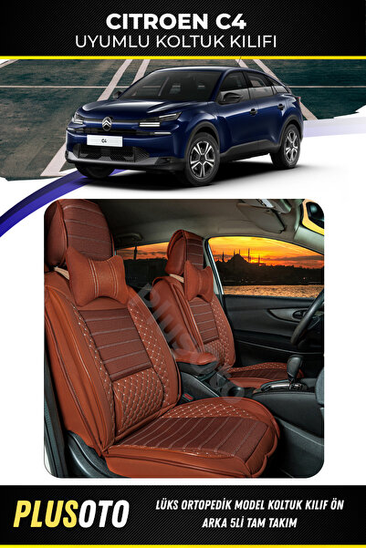 PlusOto Citroen C4 Compatible Plus Lux Series Cinnamon Car Seat Cover Set of ...