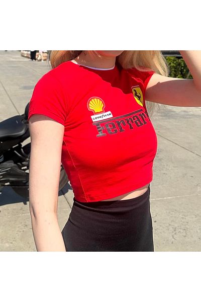 Gofeel Red Ferrari Crop Top