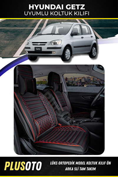 PlusOto Hyundai Getz Compatible Plus Lux Series Black Red Car Seat Cover Set ...