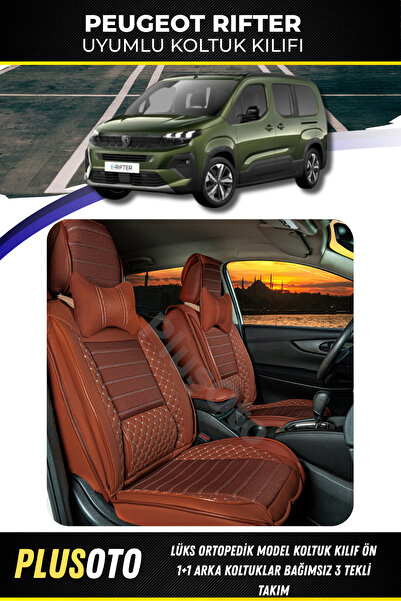 PlusOto مجموعة أغطية مقاعد السيارة الخلفية المتوافقة مع Peugeot Rifter 3 Sing...