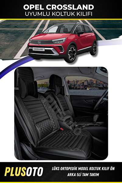 PlusOto مجموعة أغطية مقاعد السيارة السوداء المتوافقة مع سلسلة Opel Crossland ...