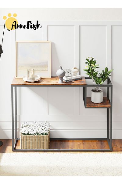 AnneFish 3Tier Console Table Sofa Table with Storage Shelf and Entryway Table Couch Hallway Entrance Living