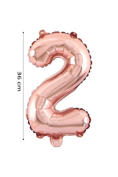Onay Store Foil Balloon 2 Number Helium Balloon 36 cm Rose Gold Color - 2 Years Old Balloon - 2 Years Old Balloon -2 Number Balloon
