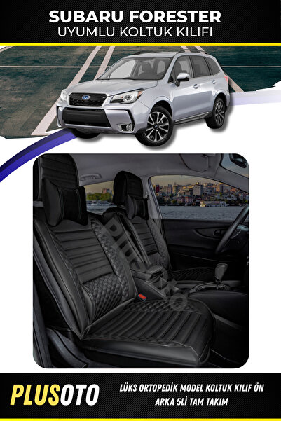 PlusOto مجموعة غطاء مقعد السيارة الأسود المتوافق مع سلسلة سوبارو فورستر بلس ل...
