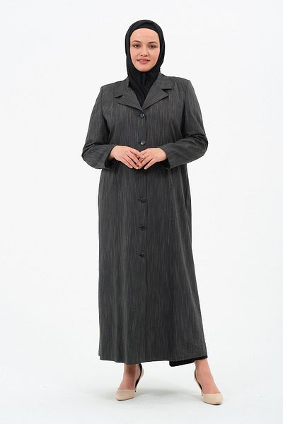 GLR&GYM Esmanur Women's Large Size Lined Buttoned Men's Collar Mother's Overcoat