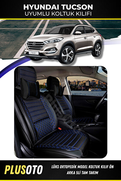 PlusOto مجموعة أغطية مقاعد السيارة المتوافقة مع Hyundai Tucson Plus Lux Serie...
