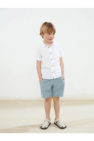 LC Waikiki Λευκό Basic Pocket Boy's Poplin πουκάμισο