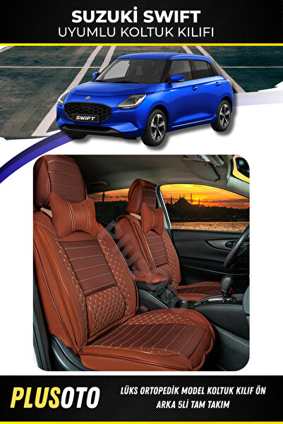 PlusOto مجموعة غطاء مقعد السيارة سوزوكي سويفت المتوافقة مع سلسلة لوكس القرفة ...
