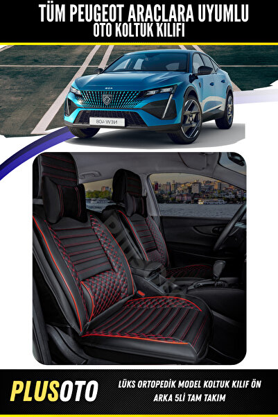 PlusOto مجموعة أغطية مقاعد السيارة المتوافقة مع Peugeot Rcz Plus Lux Series ب...