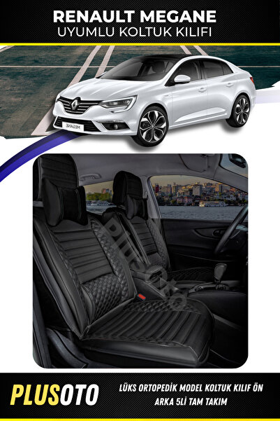 PlusOto مجموعة أغطية مقاعد السيارة السوداء المتوافقة مع سلسلة Renault Megane ...