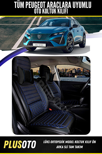 PlusOto Fiat Egea Compatible Plus Lux Series Black Blue Car Seat Cover Set of...