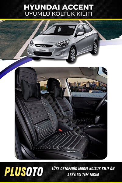 PlusOto مجموعة أغطية مقاعد السيارة المتوافقة مع Hyundai Accent Plus Lux Serie...