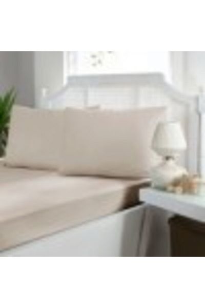 First Choice Set bed sheet with elastic and 2 pillowcases, satin cotton, 160x200 cm, Beige