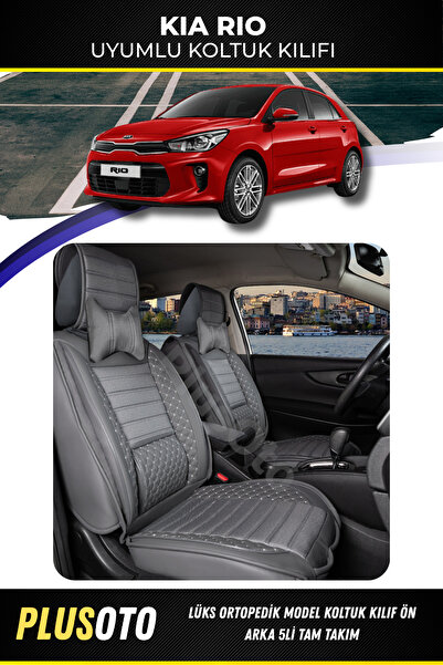 PlusOto مجموعة أغطية مقاعد السيارة المدخنة المتوافقة مع سلسلة Kia Rio Plus Lu...