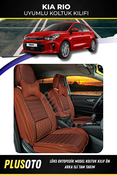 PlusOto مجموعة أغطية مقاعد السيارة المتوافقة مع Kia Rio Plus Lux Series Cinna...