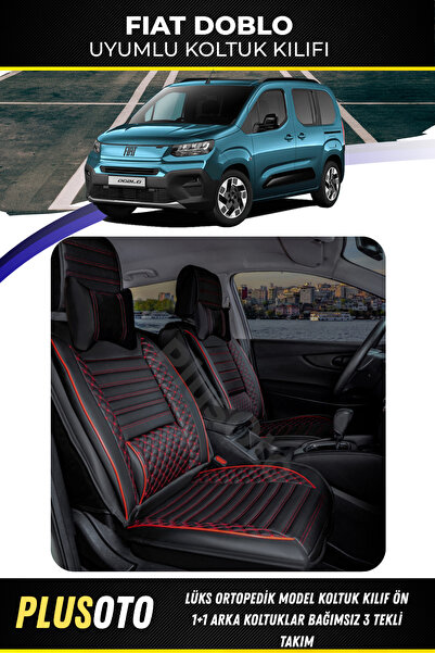 PlusOto مجموعة جديدة من أغطية مقاعد السيارة المتوافقة مع Fiat Doblo الخلفية 3...