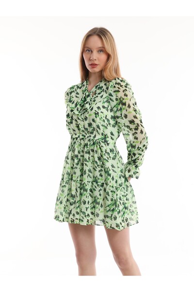 Miss Allos Rochie mini cu volane, cu model floral, cu elastic în talie, căptu...