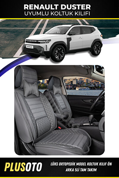 PlusOto Renault Duster Uyumlu Plus Lux Serisi Füme Oto Koltuk Kılıfı 5li Takı...