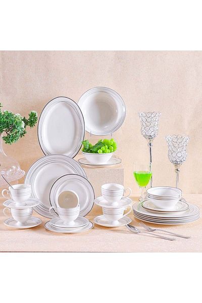 Danube Home Anton 32-Piece New Bone China Dinner Set -Serves 6