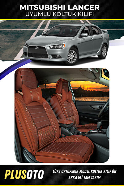 PlusOto مجموعة أغطية مقاعد السيارة المتوافقة مع سلسلة Mitsubishi Lancer Plus Lux Series Cinnamon مكونة من 5 قطع P-860