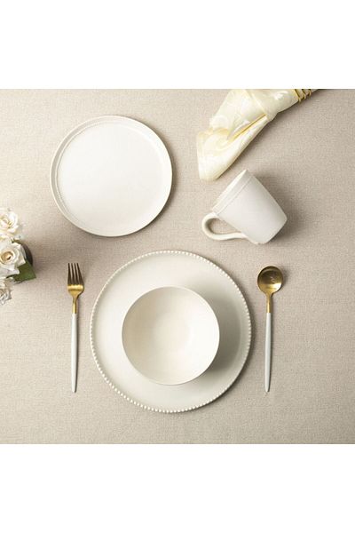 Danube Home Youthful Bite 16-Piece Stoneware Dinner Set -Serves 4 Cream