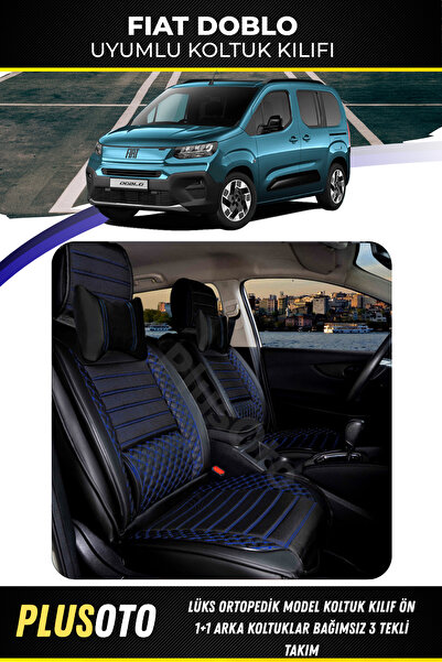PlusOto مجموعة أغطية مقاعد السيارة الجديدة المتوافقة مع Fiat Doblo الخلفية 3 ...
