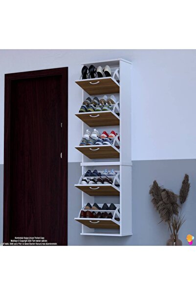 Modilayn Varbi Umay' 2 Li Asma Kapı Önü 52x181x26 Cm’ Lik 5 Düşer Kapak 10 Göz Ayakkabılık