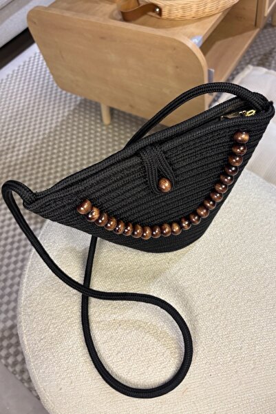 MaVaux Kaia Natural Wooden Beaded, Beach and Casual, Stylish and Elegant Crossbody Bag