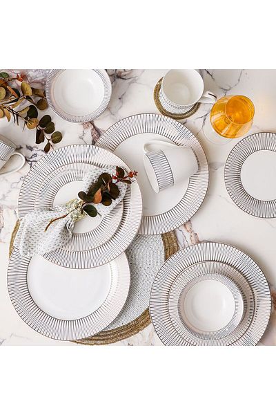 Danube Home Youthful Bite Radiance 16-Piece New Bone China Dinner Set Serves-4