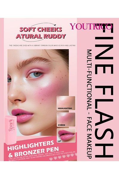 Youtrico White Glossy Blush,silky Texture,6g, Fine Flash,blush Stick &eyeshadow&highlights
