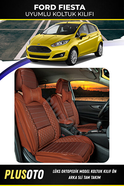 PlusOto مجموعة أغطية مقاعد السيارة المتوافقة مع Ford Fiesta Plus Lux Series C...