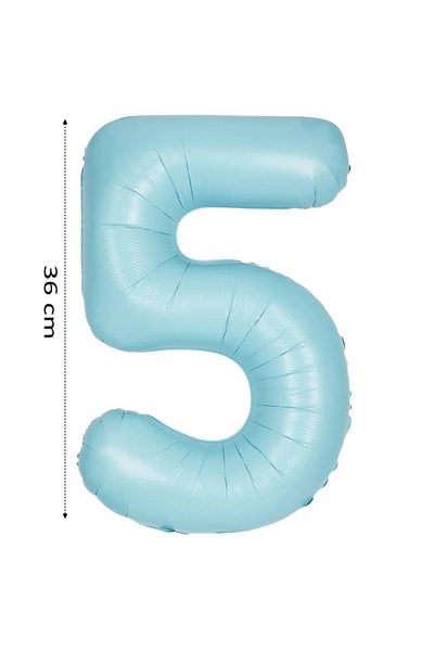 Onay Store Foil Balloon 5 Number Helium Balloon 36 cm Retro Blue Color - 5 Years Old Balloon - 5 Years Old Balloon -5 Number Balloon