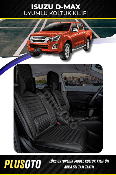 PlusOto Isuzu D-Max Compatible Plus Lux Series Black Car Seat Cover Set of 5 ...