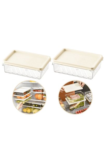 Köken Koken Set 2 storage boxes, plastic casserole with lid, transparent, 20x13.5x5.5 cm