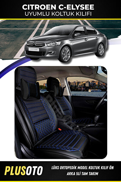PlusOto مجموعة أغطية مقاعد السيارة المتوافقة مع Citroen C-Elysee Plus Lux Ser...