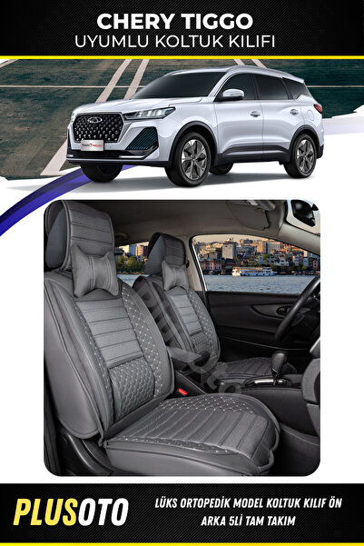 PlusOto مجموعة أغطية مقاعد السيارة المدخنة المتوافقة مع Chery Tiggo Plus Lux ...