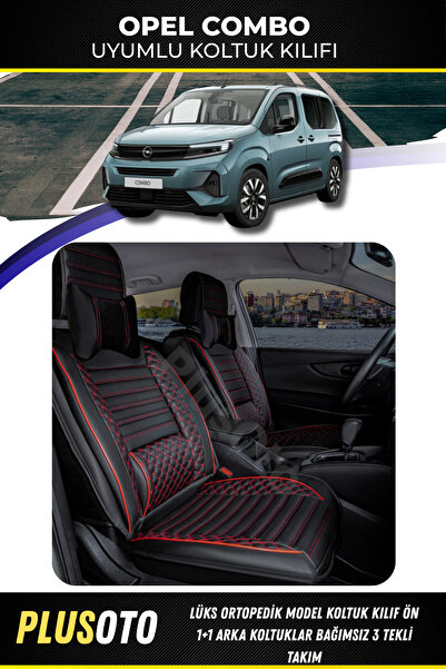 PlusOto Opel Combo Compatible Rear 3 Single Plus Lux Series Black Red Car Sea...