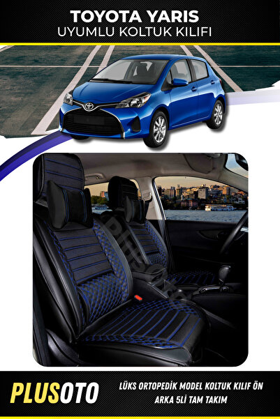 PlusOto مجموعة أغطية مقاعد السيارة المتوافقة مع سلسلة Toyota Yaris Plus Lux ب...
