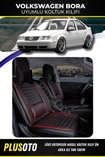 PlusOto مجموعة أغطية مقاعد السيارة المتوافقة مع سلسلة Volkswagen Bora Plus Lu...