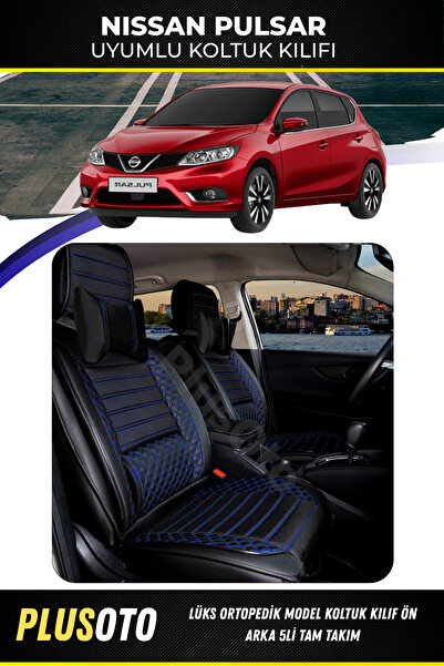PlusOto مجموعة غطاء مقعد السيارة المتوافقة مع Nissan Pulsar Plus Lux Series ب...