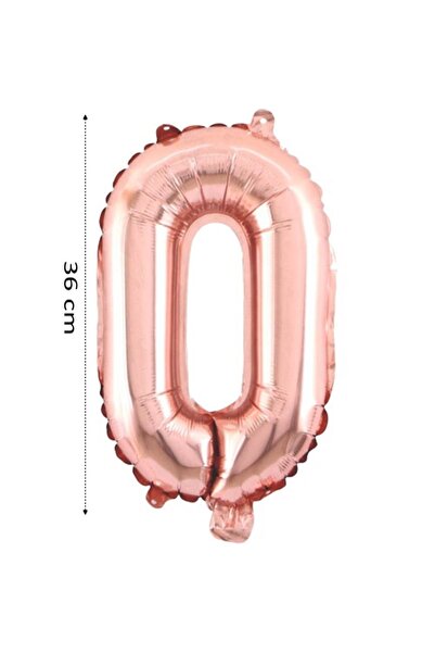 Onay Store Folyo Balon 0 Rakamı Helyum Balon 36 Cm Rose Gold Renk - 0 Yaş Bal...