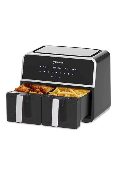 STARCREST Friteuza cu aer cald STARCREST SFR-9200BK, 1800 W, Cos Dublu, 9 litri, 80 - 200 °C, Negru