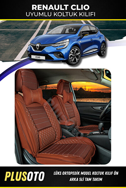 PlusOto مجموعة غطاء مقعد السيارة المتوافقة مع سلسلة Renault Clio Plus Lux Ser...