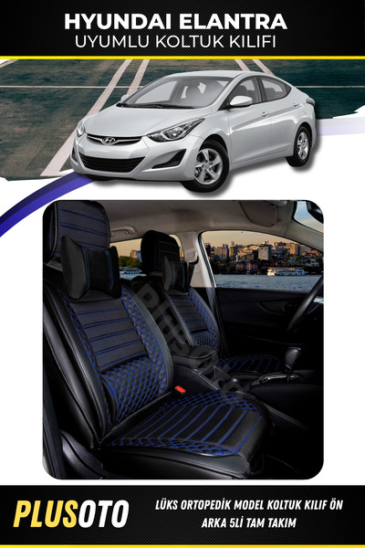 PlusOto مجموعة أغطية مقاعد السيارة المتوافقة مع Hyundai Elantra Plus Lux Seri...