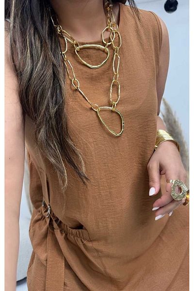 Sohotique By P Sleeveless Safari Dress Tan