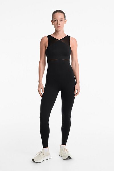 Oysho Perfect-Adapt Mesh Sleeveless Long Jumpsuit